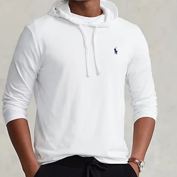 Ralph Lauren men’s White Jersey hoodie Lg - Picture 1 of 5